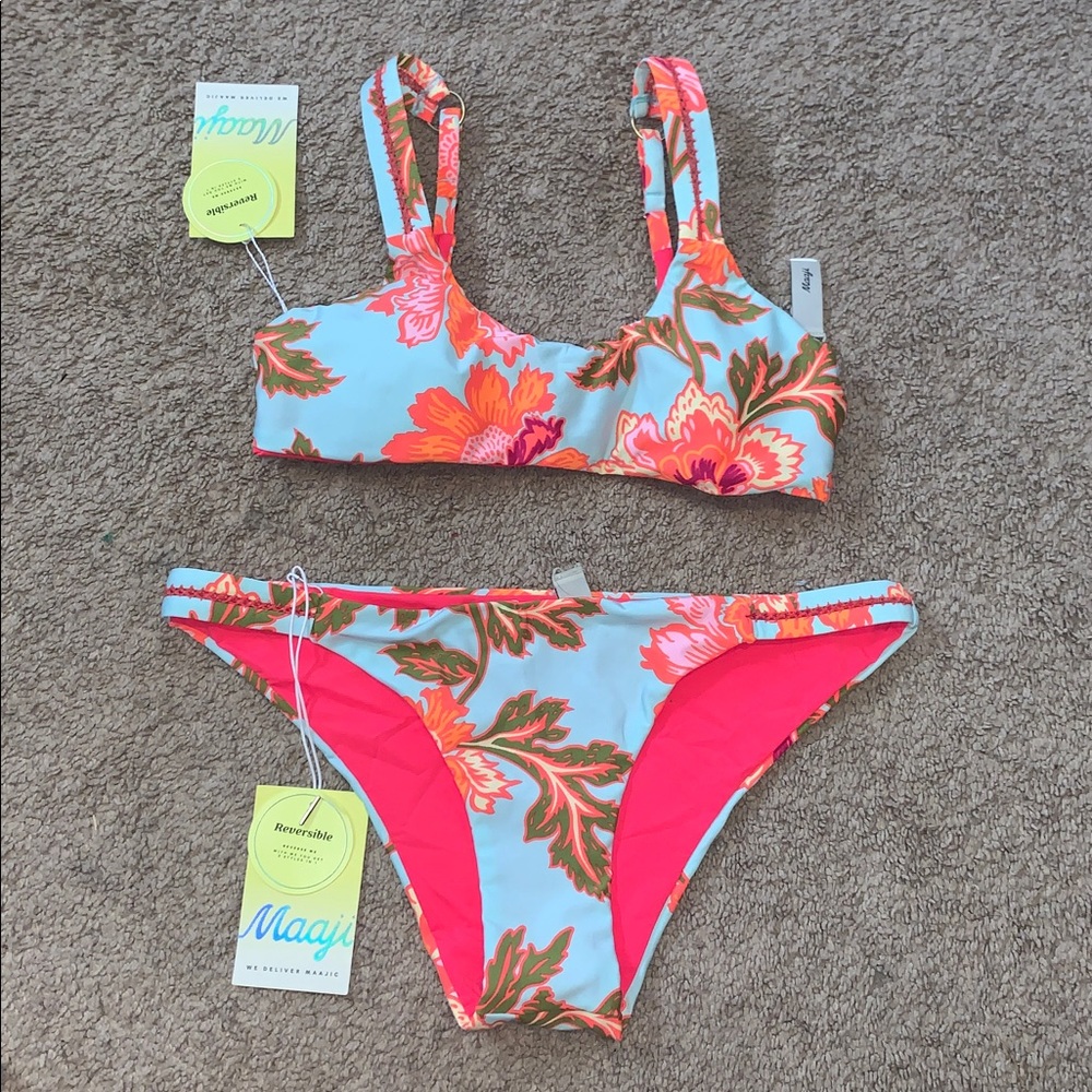 Maaji Floral Bikini Set with Pink and Orange medium